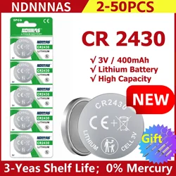 NEW 2-50pcs CR2430 3V Lithium Battery CR 2430 DL2430 BR2430 Button Coin Batteries for Key Fob Watch Alarm Clock Remote Control