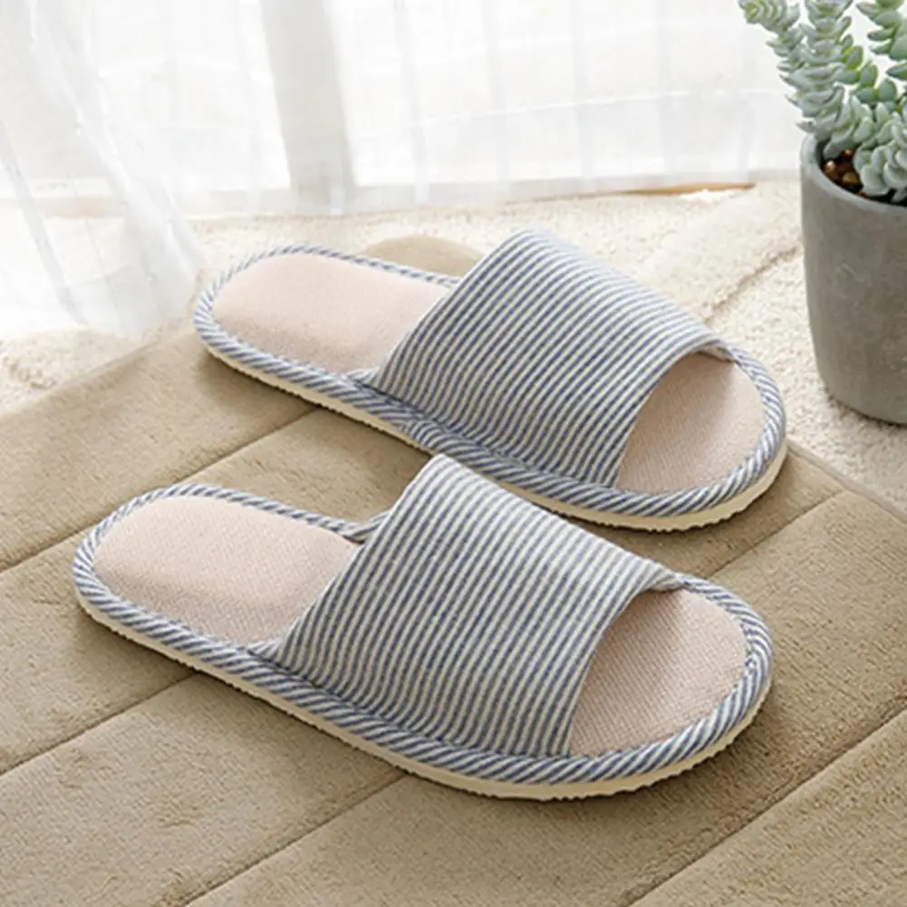 1 Pair Unisex Indoor Slippers Open Toe Non-slip Long Service Life Simple Flat Slippers for Bedroom