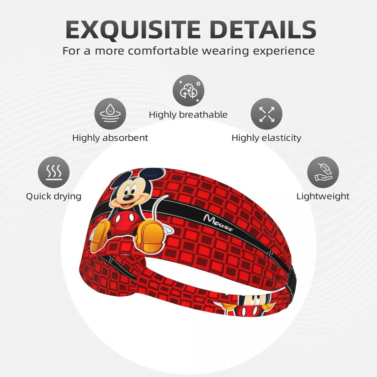 Disney Topolino Minnie Donna Uomo Fasce sportive Fascia per capelli Fascia per capelli estiva Fascia per l'assorbimento dell'umidità per la corsa