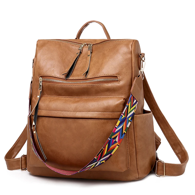 8 Colors Women Soft Leather Backpacks Vintage Female Shoulder Bags Hot Sale Casual Travel Ladies Bagpack Mochilas School Bags