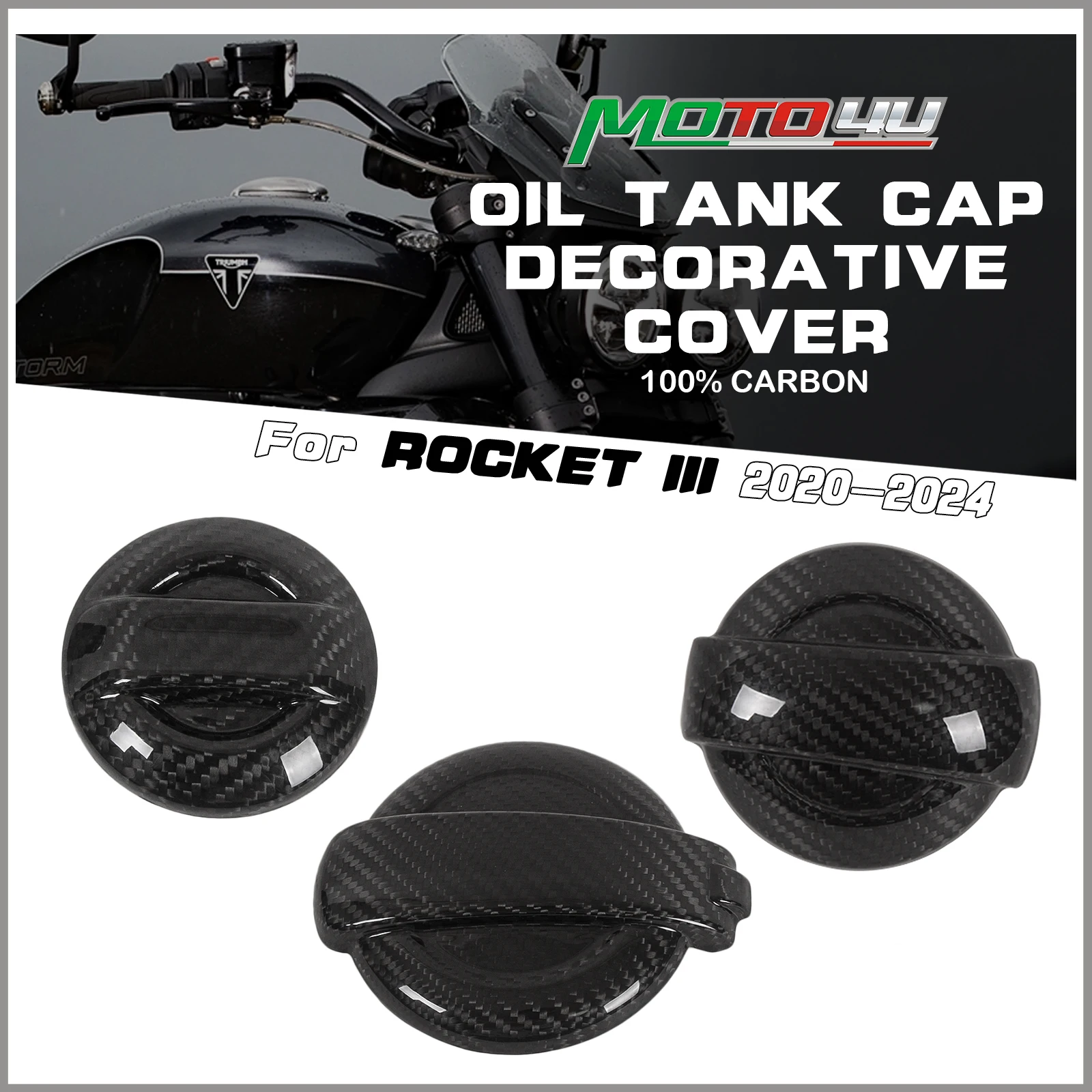 

Для Triumph Rocket III 2020 2021 2022 100% крышка масляного бака из углеродного волокна, декоративная защитная крышка, ремонт мотоцикла Cafe Racer