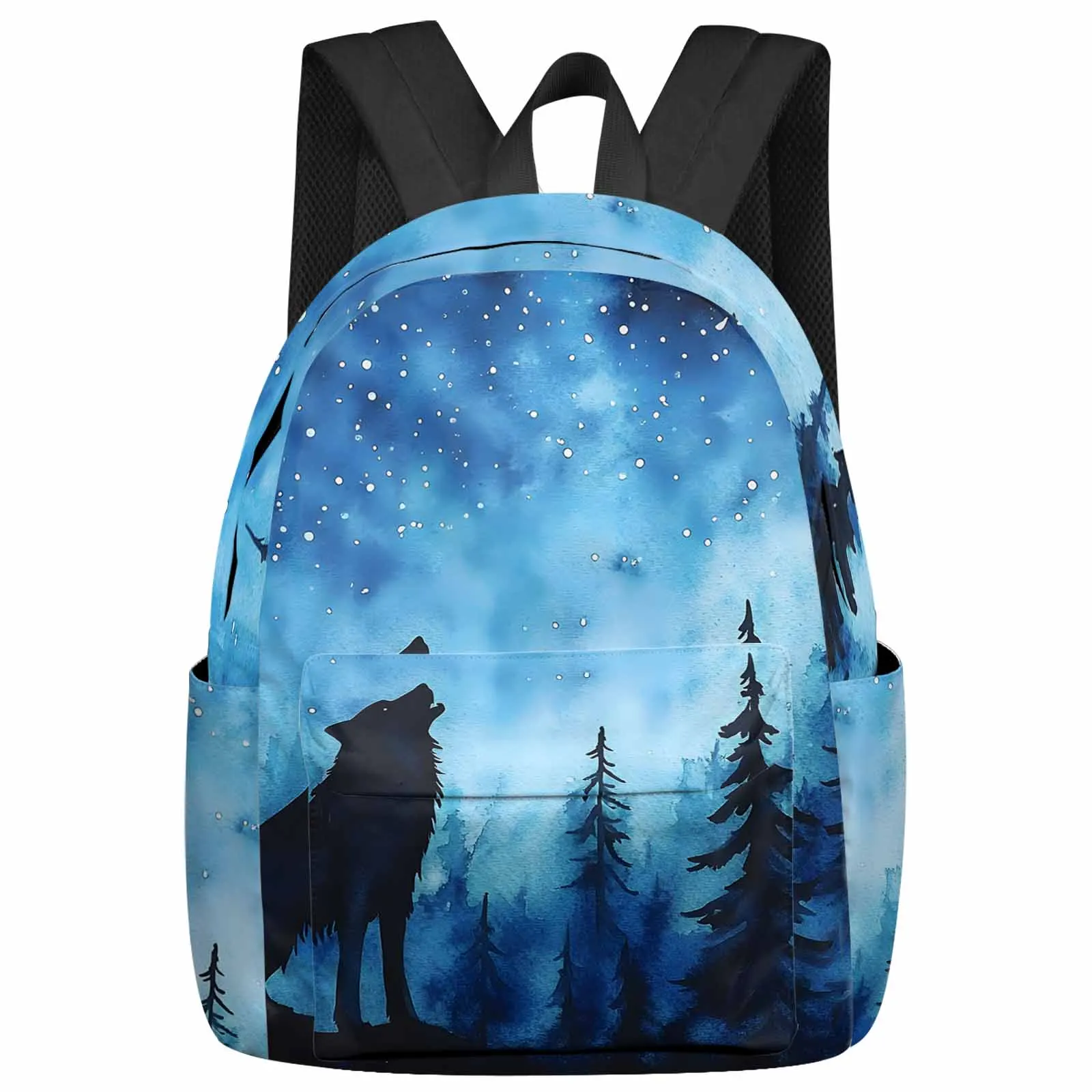 

Wolf Forest Silhouette Night Backpack School Bags for Teenagers Students Laptop Bag Women's Casual Travel Backpack