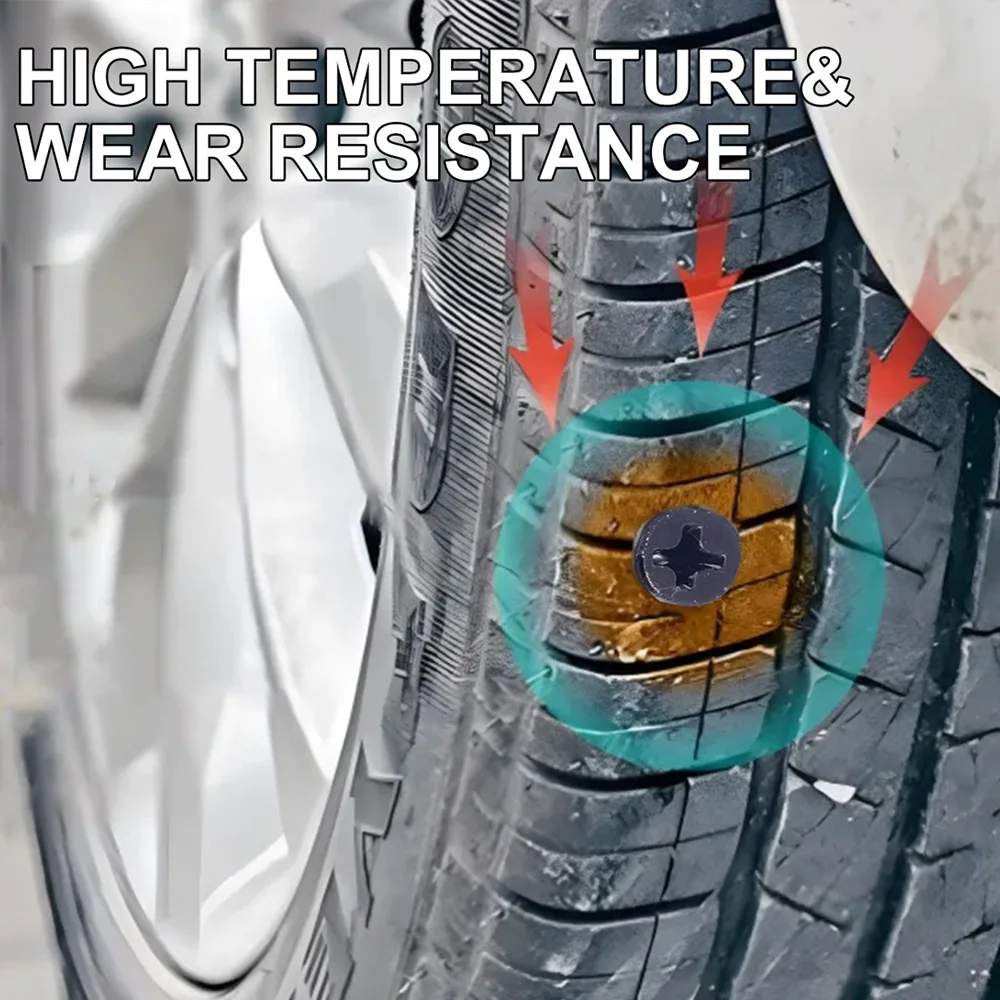 Tubeless Tire Repair Rubber Nail Black Wear Resistant Metal Core Auto Motorcycle Tractor Puncture Seal Plug Tyre Repair Tools