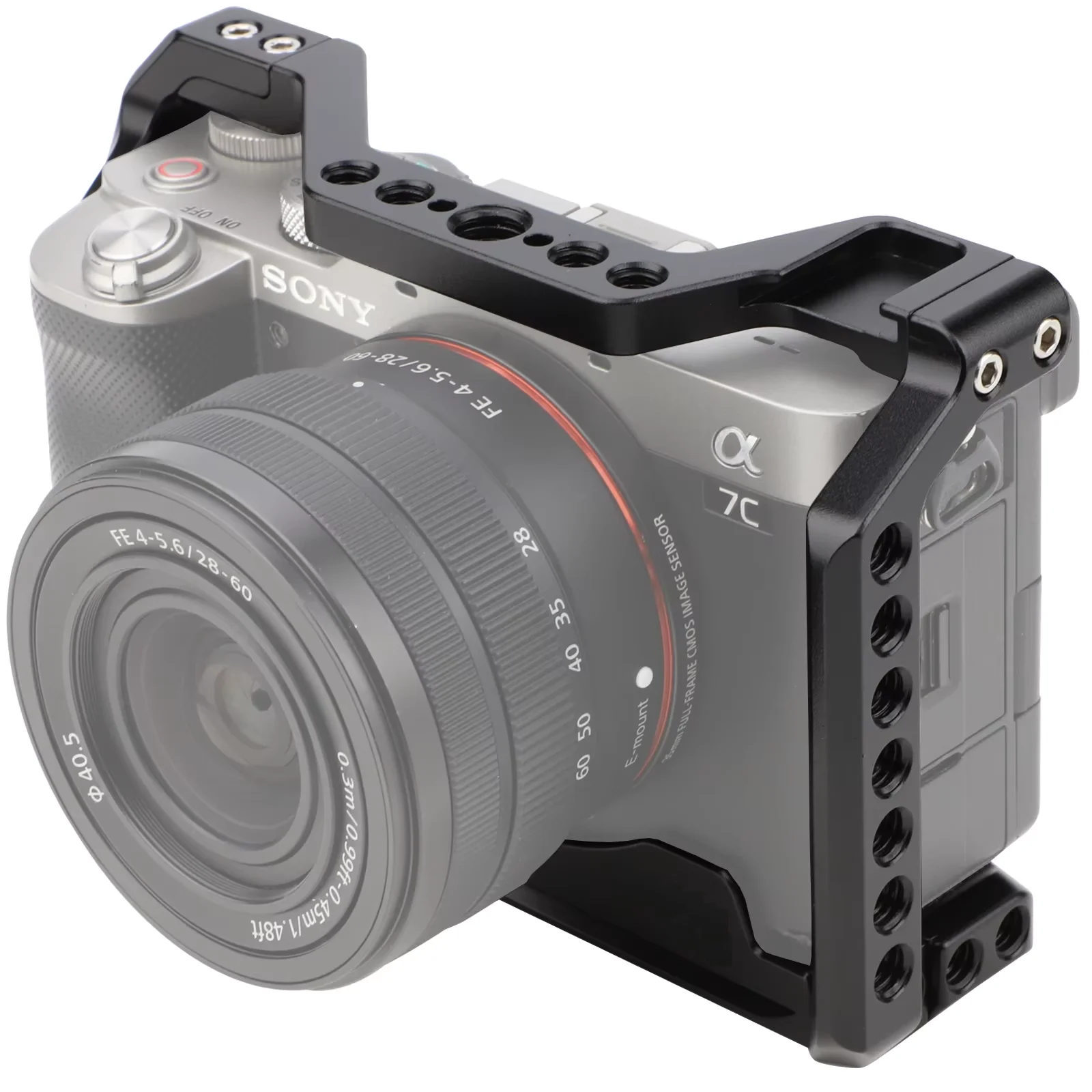 

Защитная рамка для профессиональной камеры SONY A7C Alpha 7C с креплением Cold Shoe и отверстиями для крепления 1/4'' и 3/8'', встроенный ключ для монтажа.