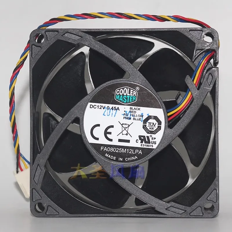 New Cooler Fan for FA08025M12LPA 12V 0.45A 8CM 4-wire PWM Hydraulic Silent Temperature Control Fan 80*80*25MM