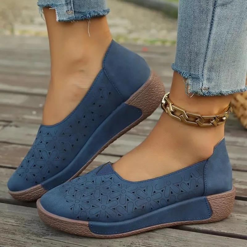 Spring Autumn Women Flats Platform Loafers Ladies Genuine Leather Comfort Wedge Moccasins Orthopedic Slip on Casual Shoes