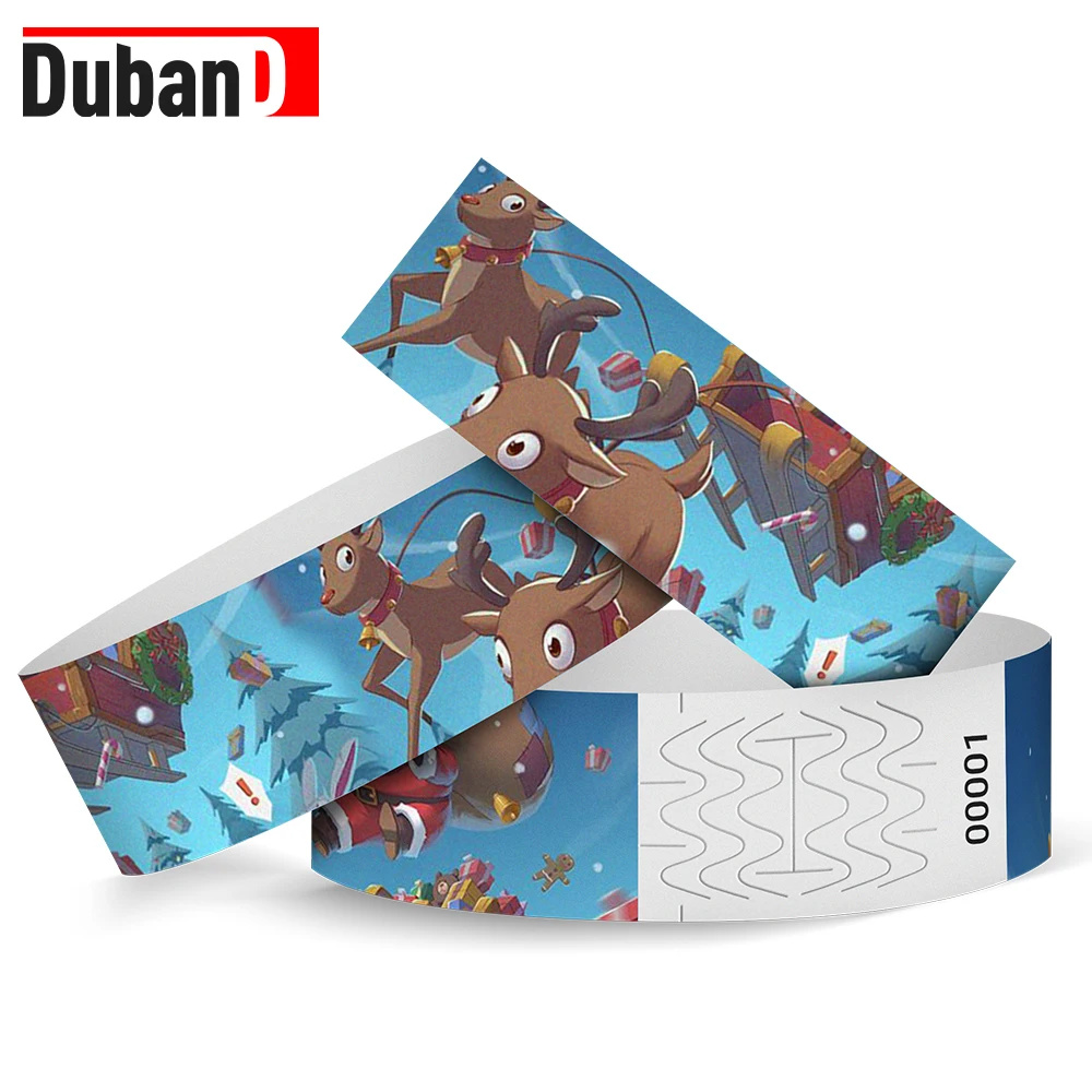 1000Pcs Colored Printed Custom printed hotel Tyvek Paper Wristbands Disposable Bracelets Armband for Events and Part