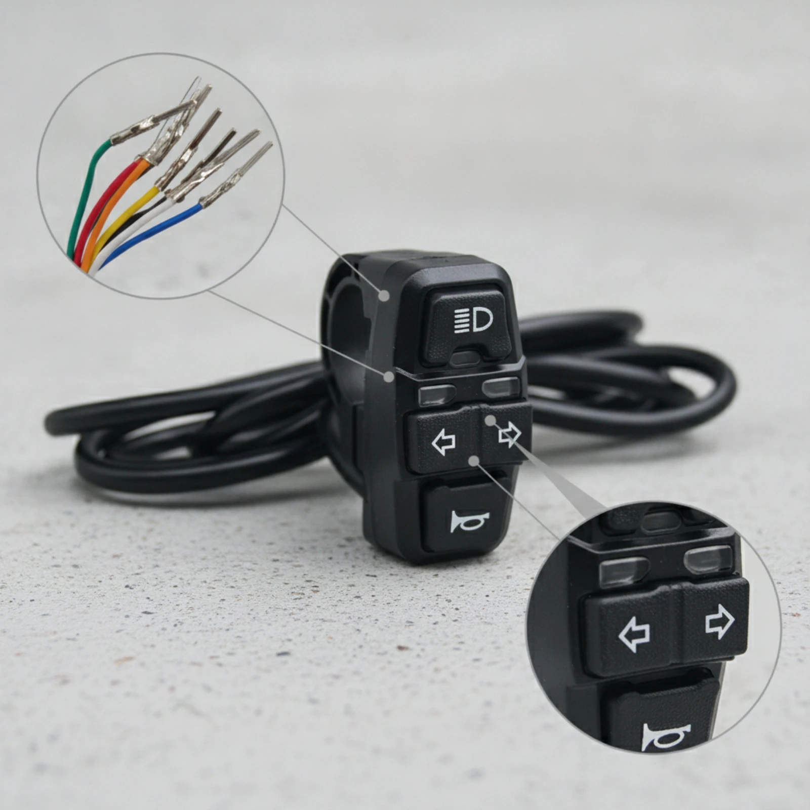 Motorcycle Switch Set Clamp-on Handlebar Control Switch Universal Easy to Install for Builders