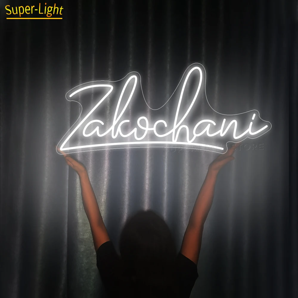 Large 75x32cm Zakochani LED Neon Lovers Sign Custom Neon Light for Wedding Birthday Room Home Decoration Romance Wed Light Sign