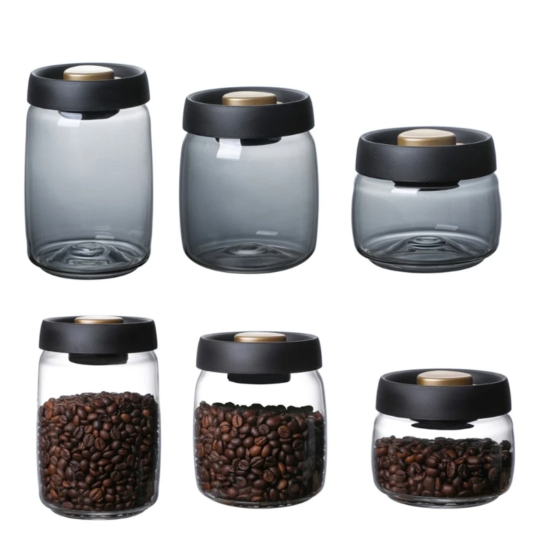 

Large Capacity Glass Coffee Beans Storage Jar Vacuum Sealed Airtight Canister Dropship