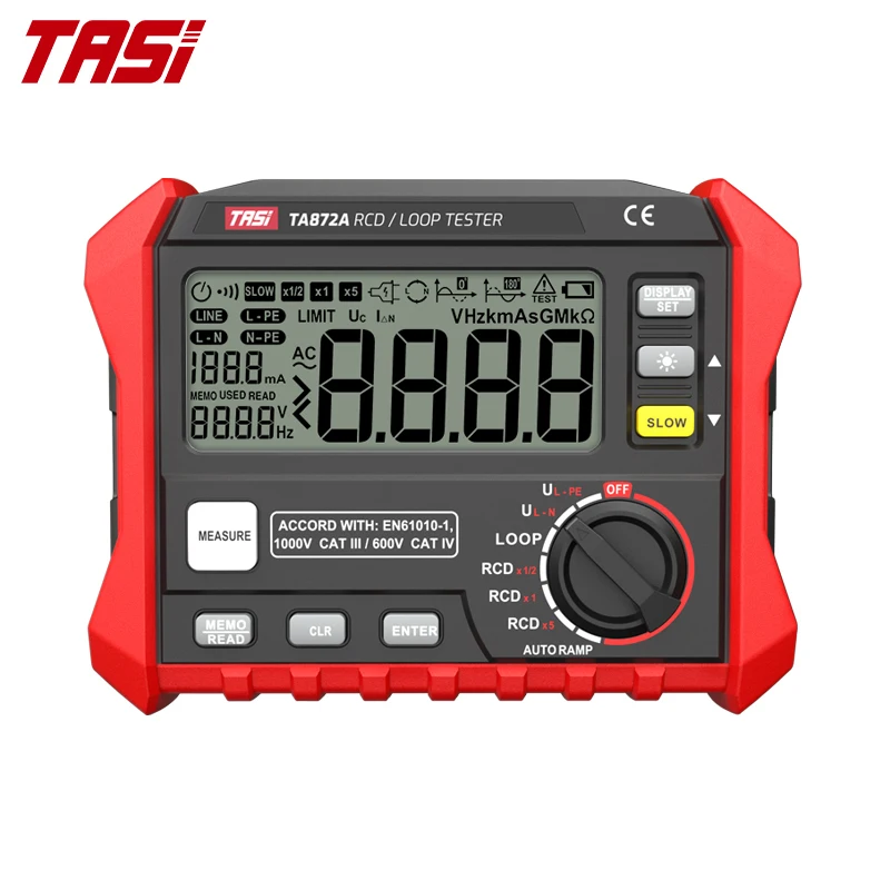 TASI TA872A Loop RCD Resistance Tester Leakage Switch Multimeter Trip-out Current Test Data Upload Digital Resistance Meter