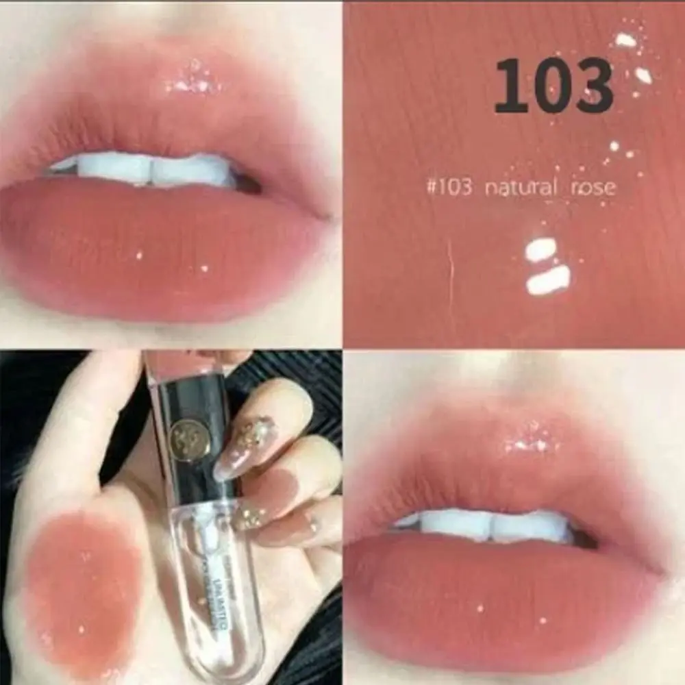 Double Headed Make Up Lip Non-Fading Gloss Oil Lip Glaze Lipsticks Milk Tea Bean Paste Transparent Lip Color Lip Gloss Cosmetic