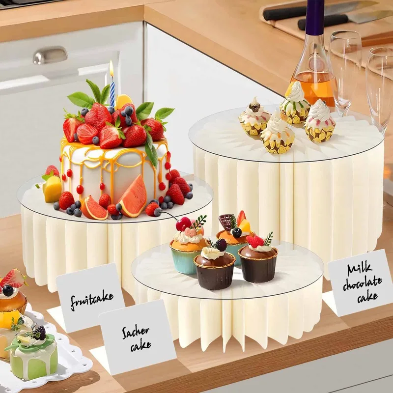 Image of 6 stücke Falten Papier Römischen Säule Ornamente Party Hochzeit DIY Dekoration Dessert Kuchen Tisch Stehen Säulen Dekoration Display-ständer