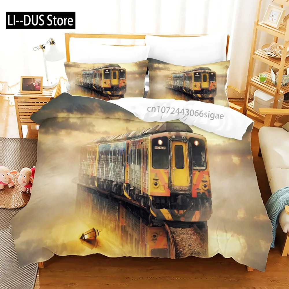 

Train Bedding Sets Kids Duvet Cover Bed Set Soft Quilt Cover With Pillowcase Single Queen King Size Car Comforter Bedding Set