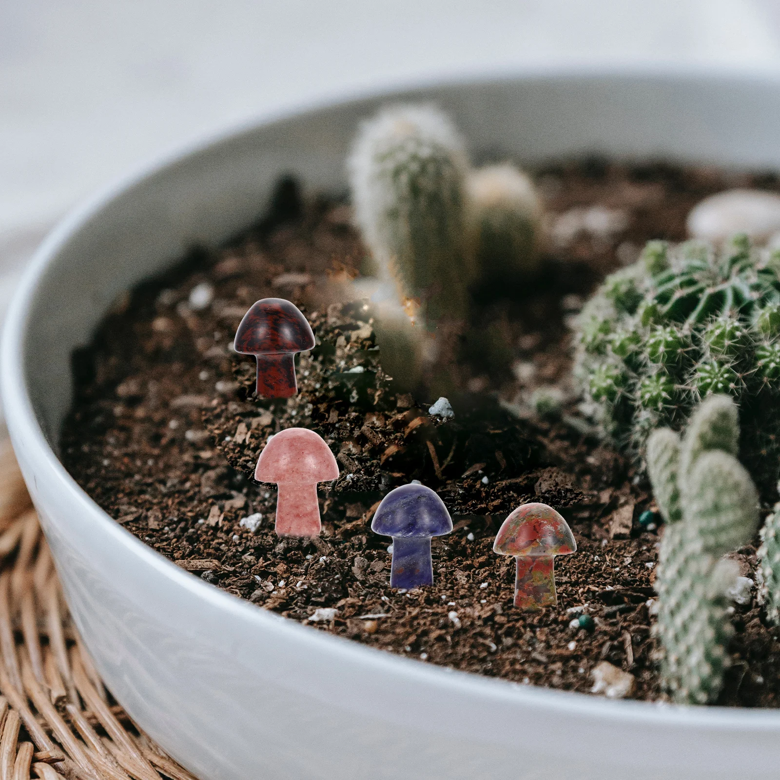 

12Pcs Crystal Mushroom Decors Colorful Small Crystals Exquisite Workmanship Desktop Ornament Home Restaurant Office