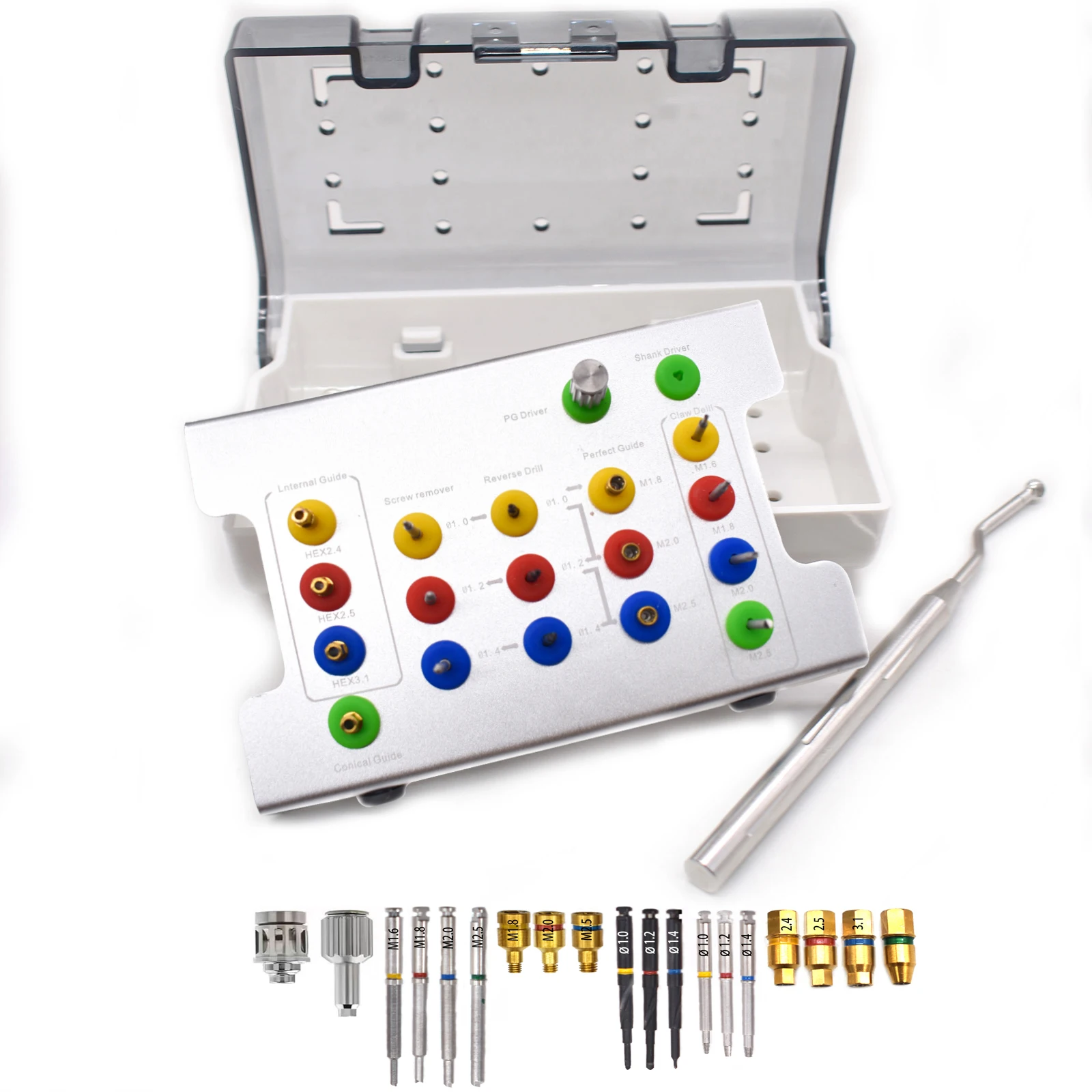 

Набор для удаления сломанных винтов из дентальных имплантатов, из нержавеющей стали, универсальный, с дрелью-отверткой