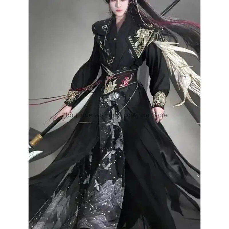 

Плащ Prince Yaoyue, накидка черного золота, национальный стиль, китайский элемент, унисекс, комплект больших размеров, ткань для молодых героев, Хэллоуин, косплей
