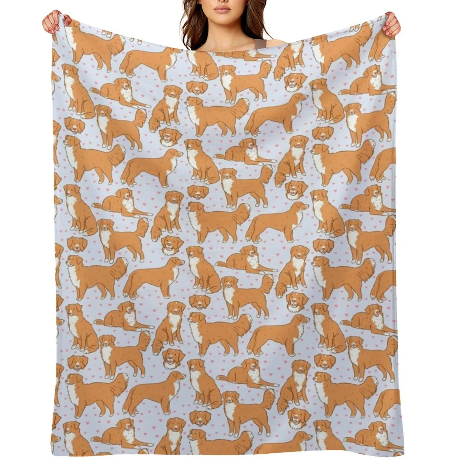 Nova Scotia Duck Tolling Retriever Throw Blanket Flannel Flannel Fabric Bed linens Hairys Blankets