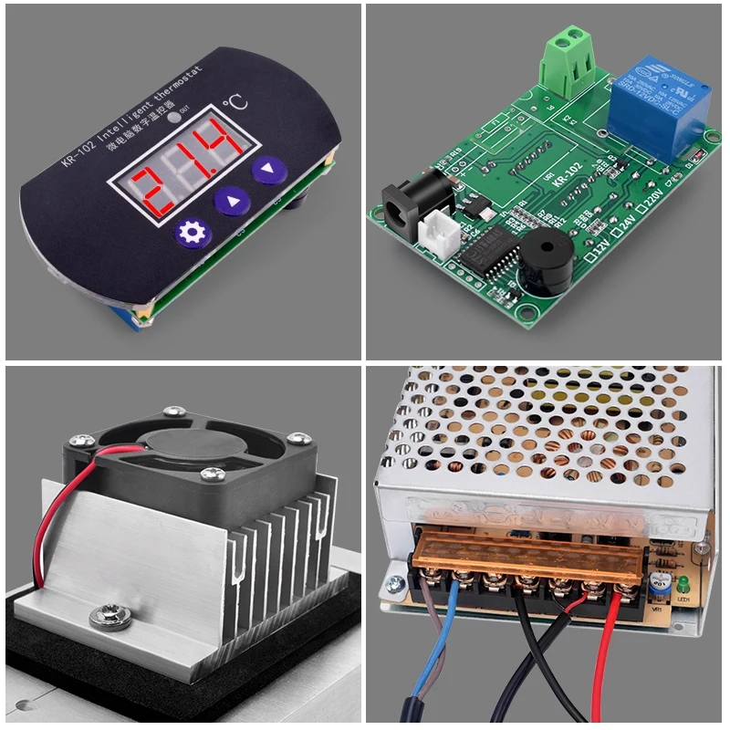A09G-DIY Peltier Cooler Kit 12V Semiconductor Cooler Peltier Cooling System,ฮีทซิงค์โมดูลชุด + ชุดเทอร์โมสตัท,US Plug