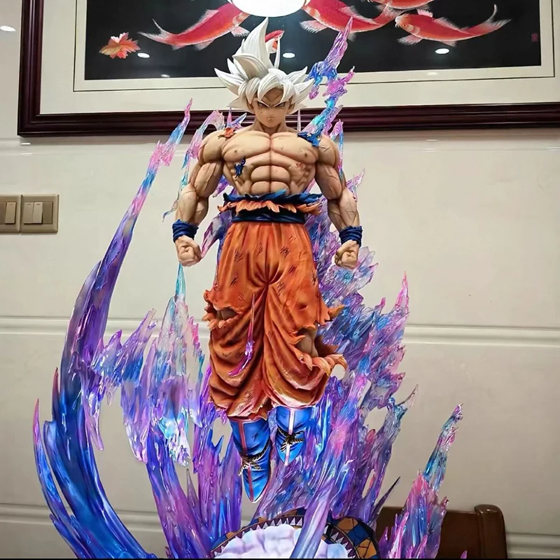 

53cm Dragon Ball Anime Figure Ultra Instinct Son Goku Can Emit Light Kakarotto Three Heads Action Figure Pvc Model Doll Toy Gift