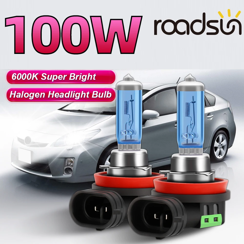 2Pcs 6000k Super Bright Halogen Bulbs H1 H4 H7 H9 H11 Car Headlights H13 9005 9006 9012 100W Halogen Fog Lamps 880 5202 H10 9145