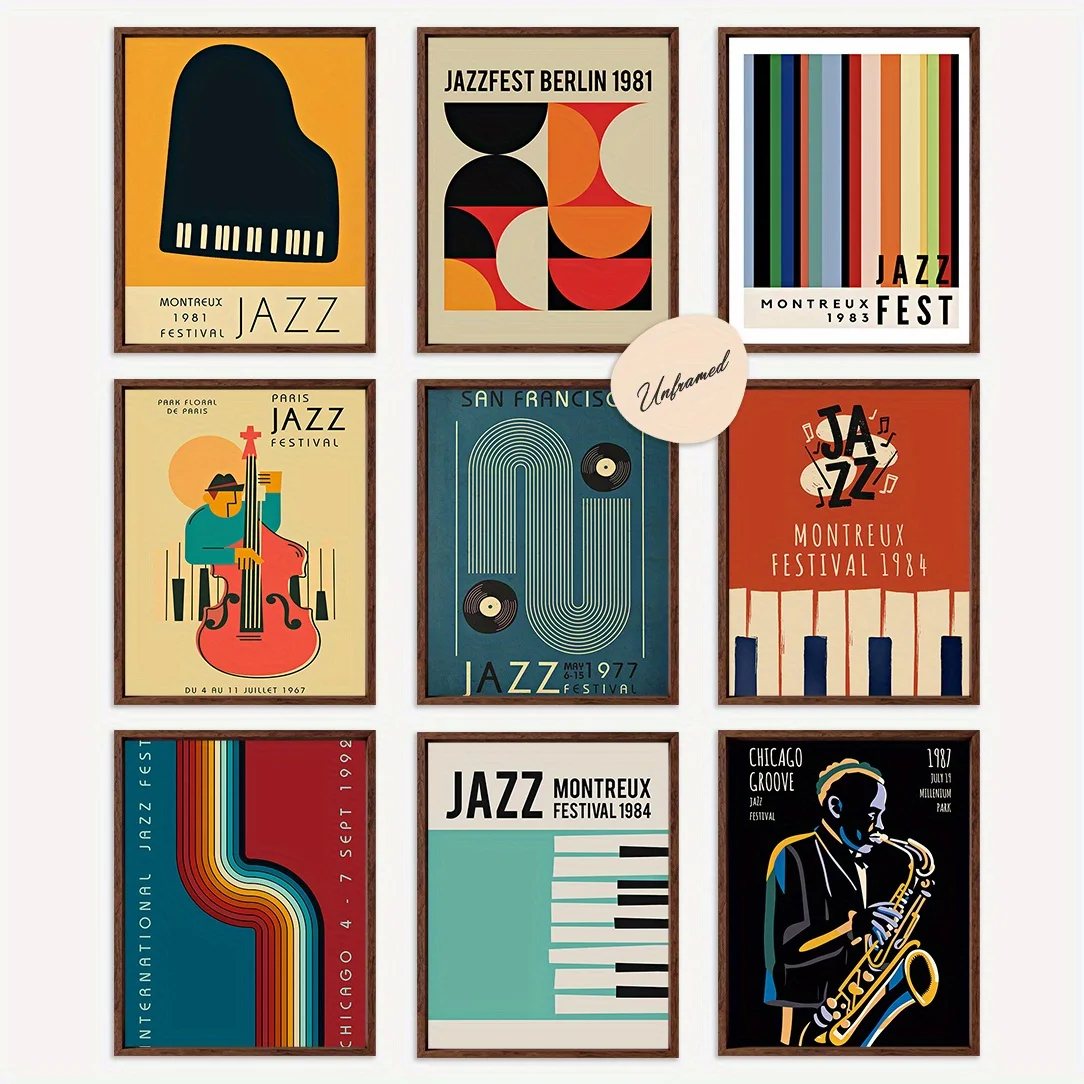 Affiche de musique Jazz, art decoratif et art mural de style خمر pour les amateurs de musique, la maison, le Bureau, la d