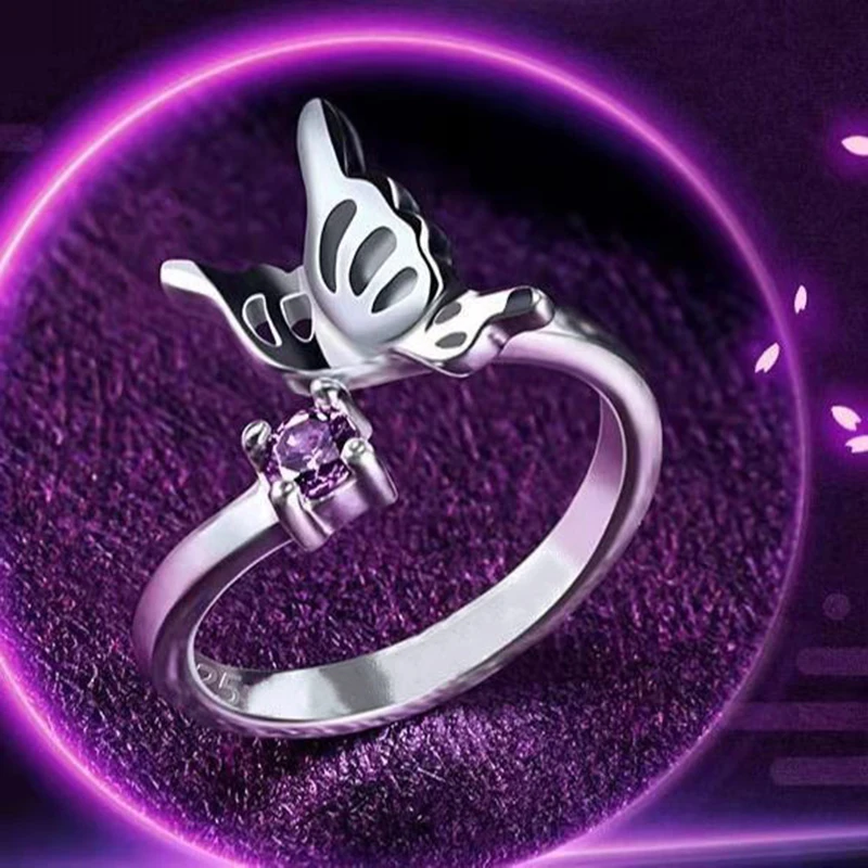 Gintama sadaharu anel feminino prata 925 anéis de dedo cosplay papel kagura gintoki anime cos figura bonito anel jóias acessórios