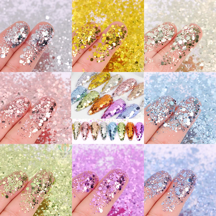 

100g Glitter Bling Fish Scales Shine Purple Bule Silver Hexagon Craft Nail Reflective Sequin Polish DIY Epoxy Resin Slime