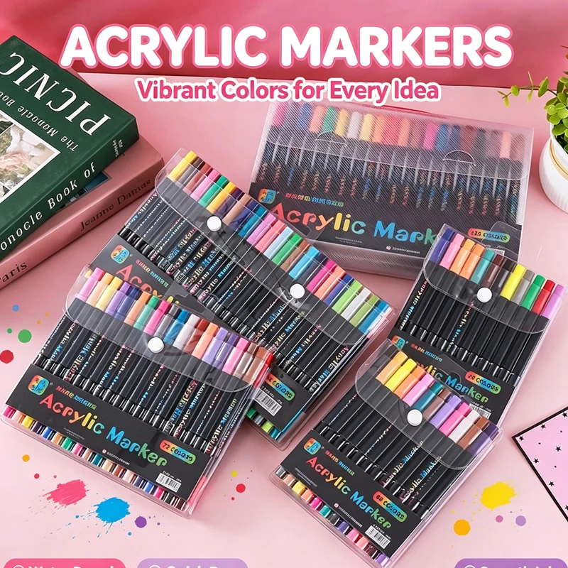 Set di Pennarelli a Vernice Acrilica Impermeabile Multicolore per Arte, per Disegno su Roccia, Vetro, Legno, Tela, Graffiti Fai-da-Te, Cancelleria