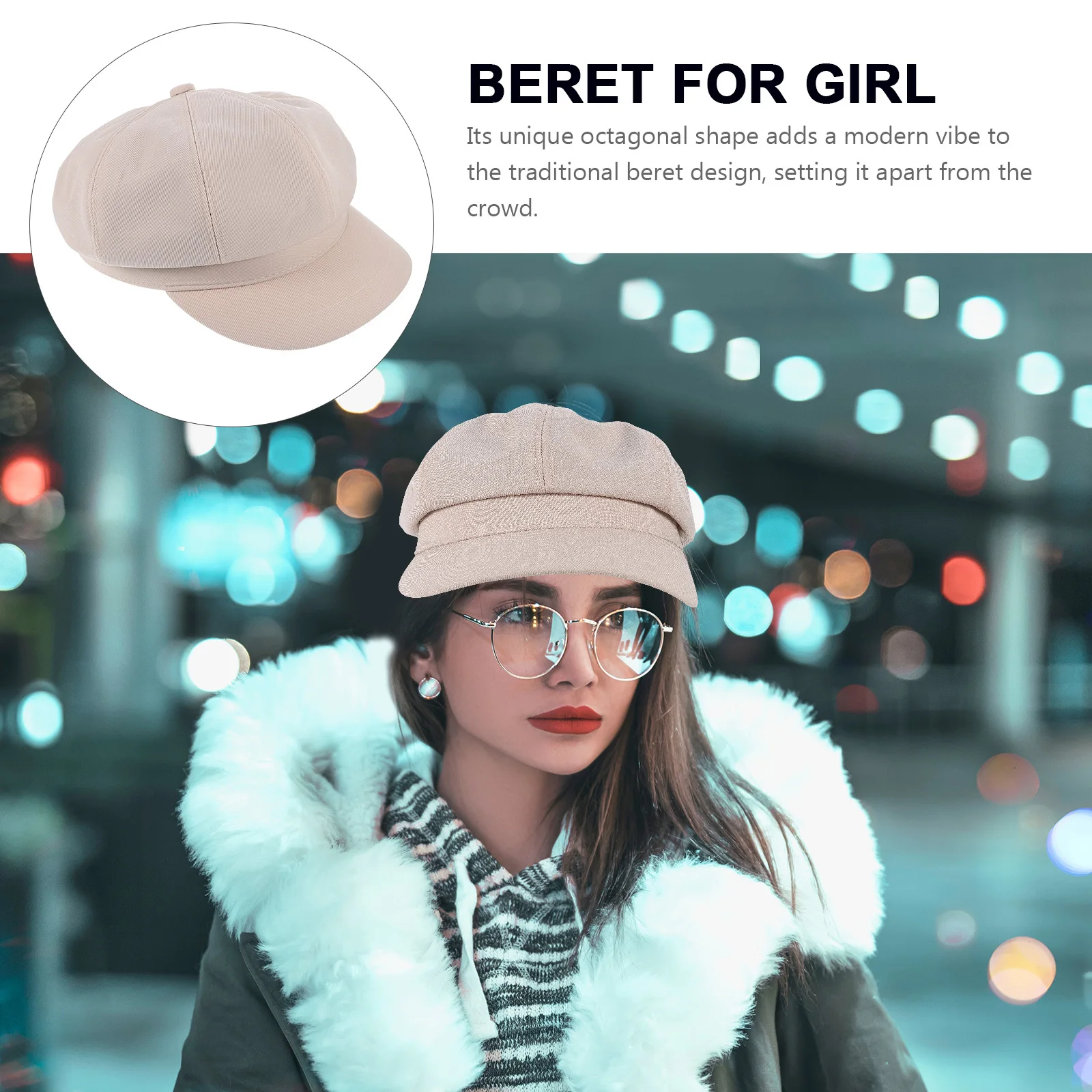 

Vintage Women Beret Hat Octagonal Retro Durable Polyester Cotton Beret for Party Outdoor Casual Wear Decorative Cap