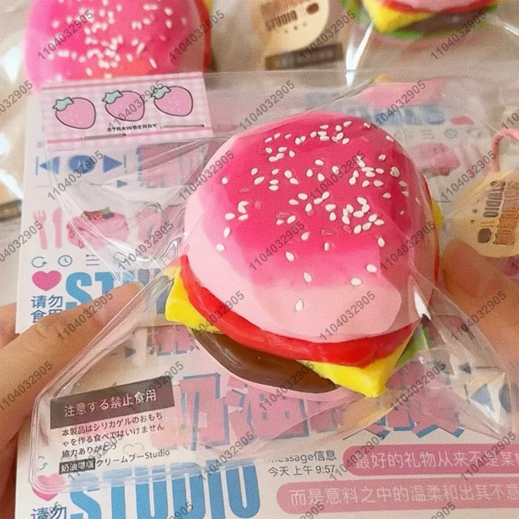 Hamburger di formaggio rosa Taba Squishy Silicone rosa Hamburger spremere giocattolo Mochi giocattolo mano Relax giocattolo regalo rilascio di Stress