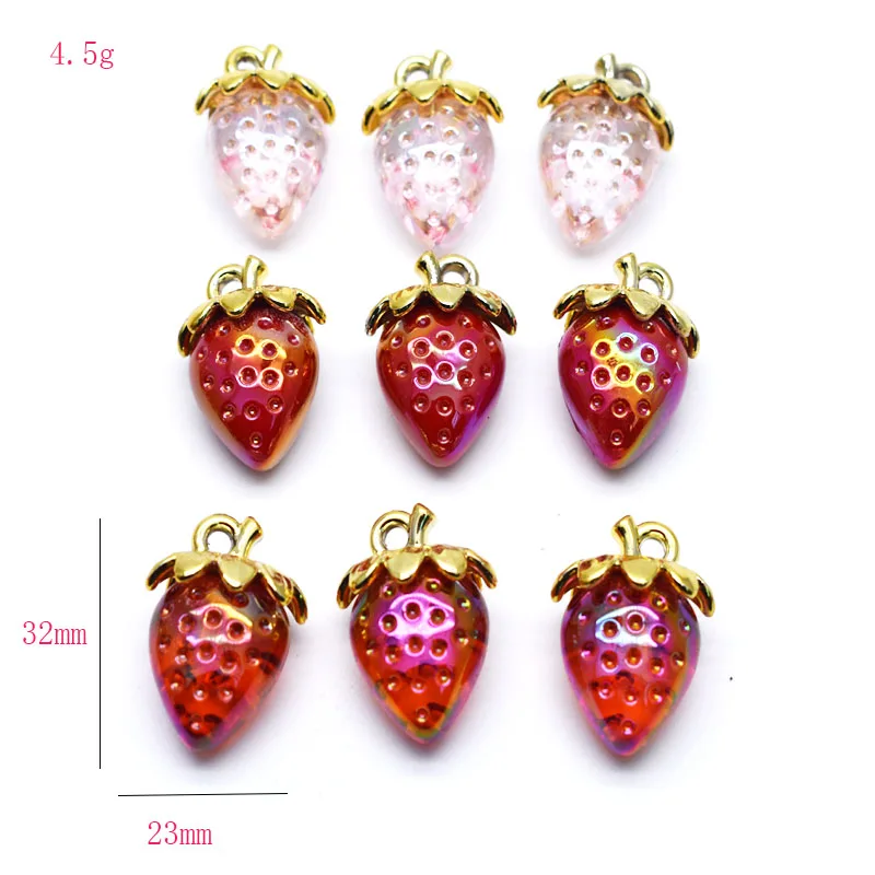 Resin Simulation Strawberry Charms DIY Jewelry Accessories for Earrings Necklaces Keychains Hair Clips Wholesale