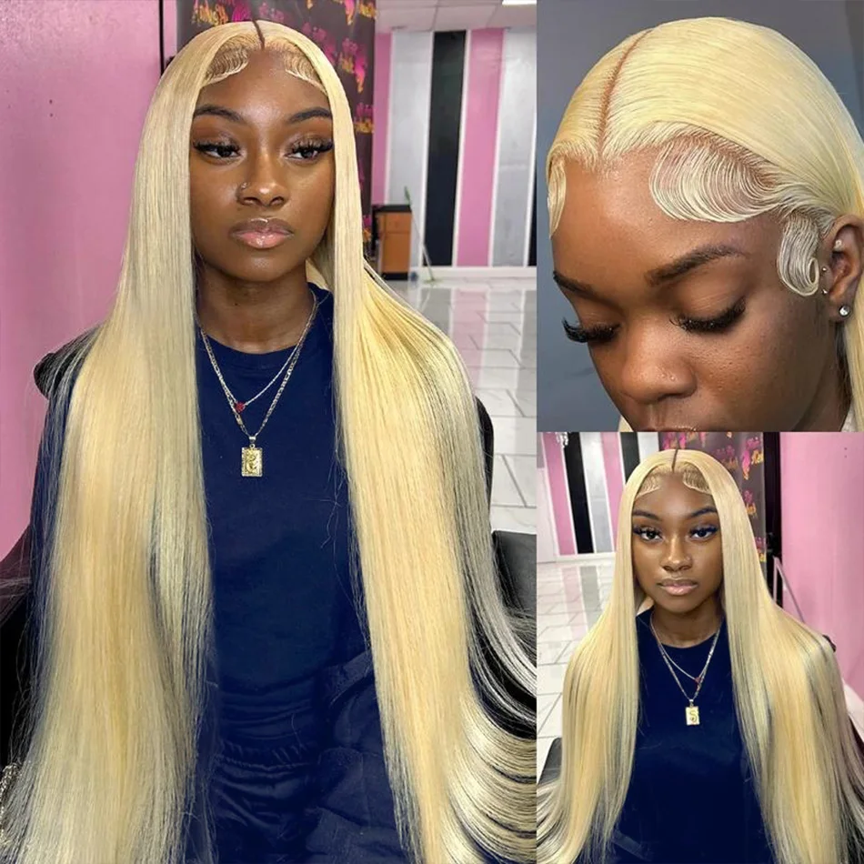 Loira 613 perucas de cabelo humano em linha reta hd peruca frontal do laço 13x6 pré arrancado cabelo brasileiro 30 Polegada 13x4 perucas dianteiras do laço 220 densidade