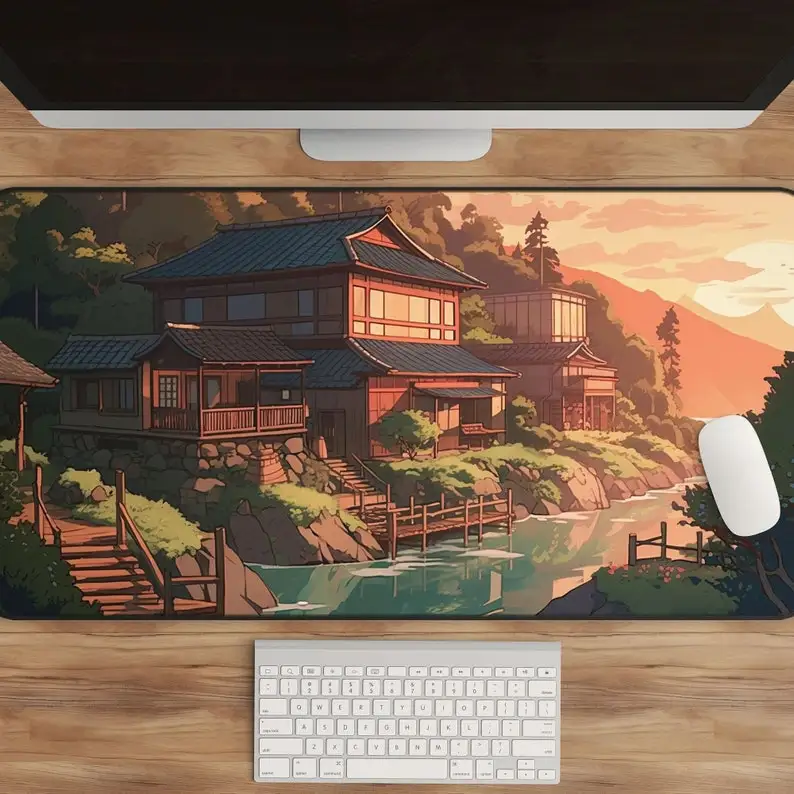

Japanese Mountain Village Deskmat,cute Girl-style Gaming Mousepad,beautiful Computer Deskmat,non-slip and Durable Gaming Deskmat