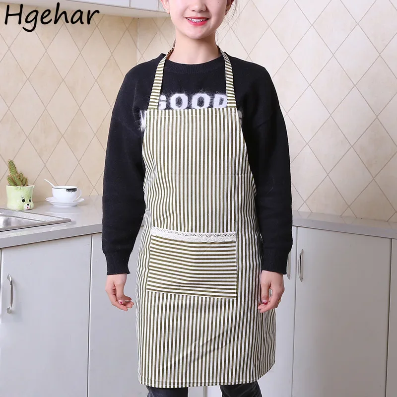 Chi Striped Aprons Sleeveless Unisex Kitchen Anti-dust Korean Style Pockets Loose Cotton and Linen Tender Outwear Cleaning Tools