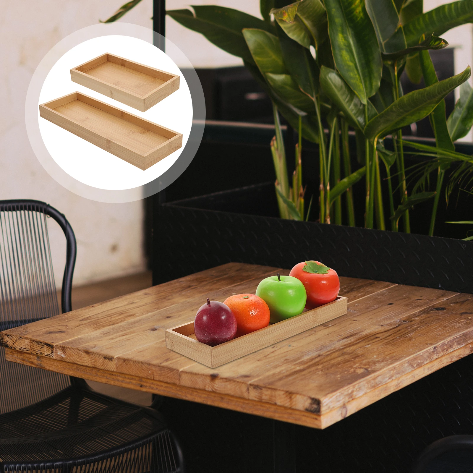 

2Pcs Rectangular Bamboo Tray for Tea Serving Food Storage Multi-Use Household Decorative Tray Perfect As Perfume Makeup