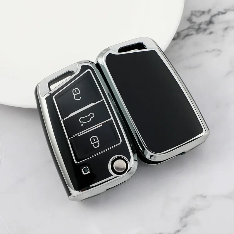 TPU Car Key Case Cover for VW Volkswagen Golf 7 MK7 Tiguan MK2 Troc Tcross for Skoda Octavia Kodiaq Karoq Seat Ateca Leon Fob