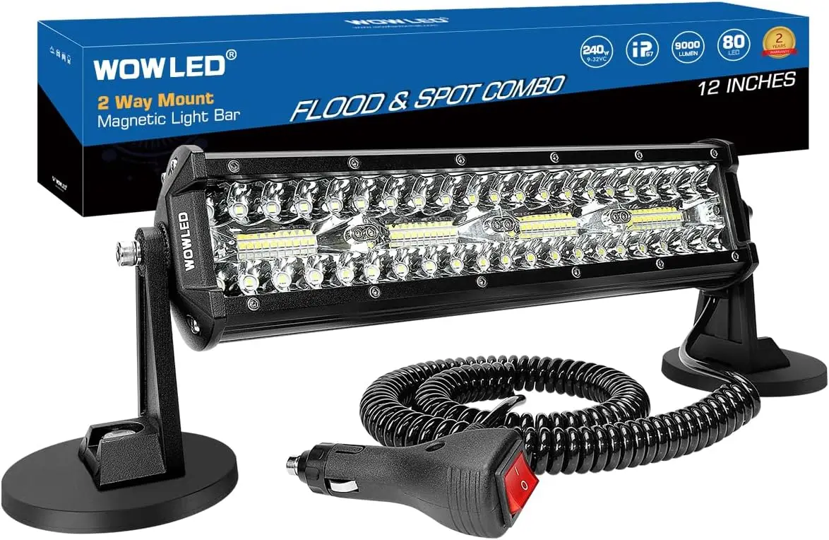 

Magnetic LED Light Bar, Super Bright 12 Inch Combo Beam with Strong Magnets for ATV Cars Trailer