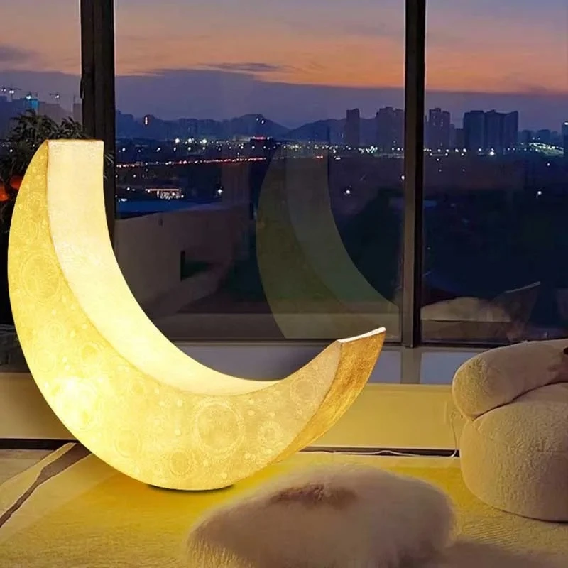 Luminous Moon Lamp Courtyard Lounge Chair Crescent Lighting Atmosphere Floor Lamp Designer Terrace Outdoor Light Sofa Chair