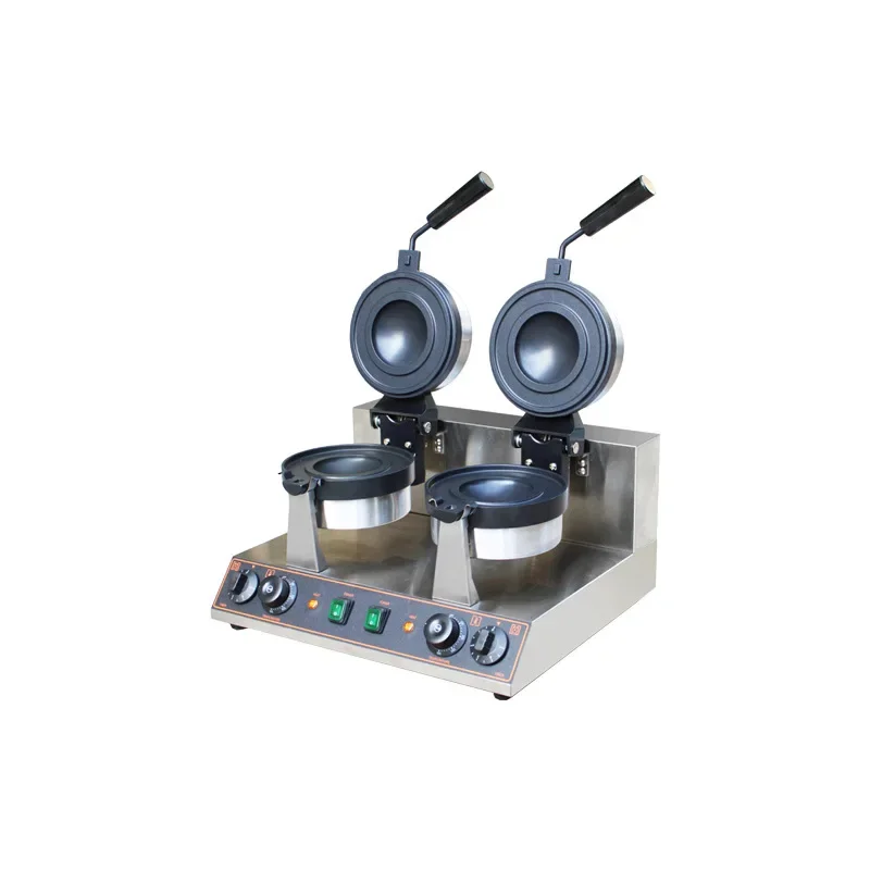 Commercial 220V Stainless Steel Double Head Baker Maker Ice Cream Burger Waffle Machine for Restaurant Use