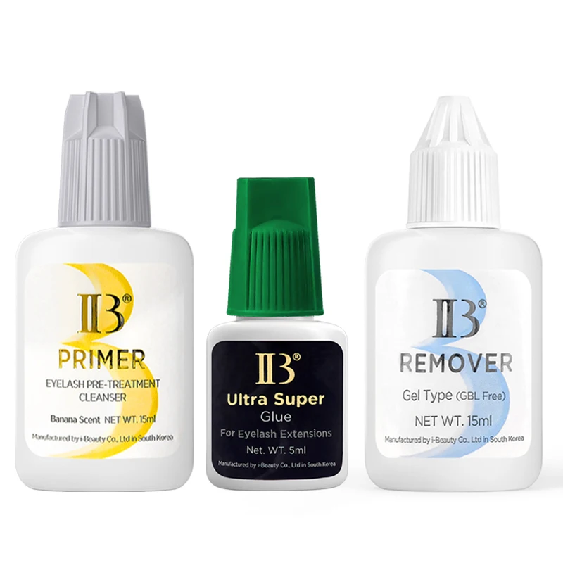 3 Flaschen IB Ultra Super Kleber Gefälschte Wimpernverlängerung Korea Schnell trocknend Langlebige Bananenprimer Klebstoffzubehör Schönheitsentferner
