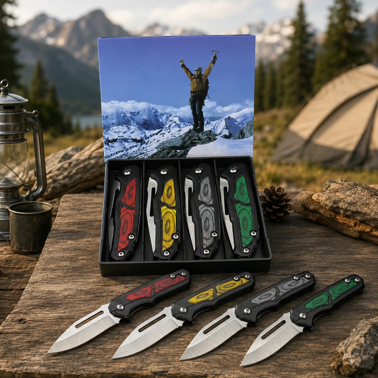 Camping Cooking Knife Set - Conjunto de 4 Facas Dobráveis com
