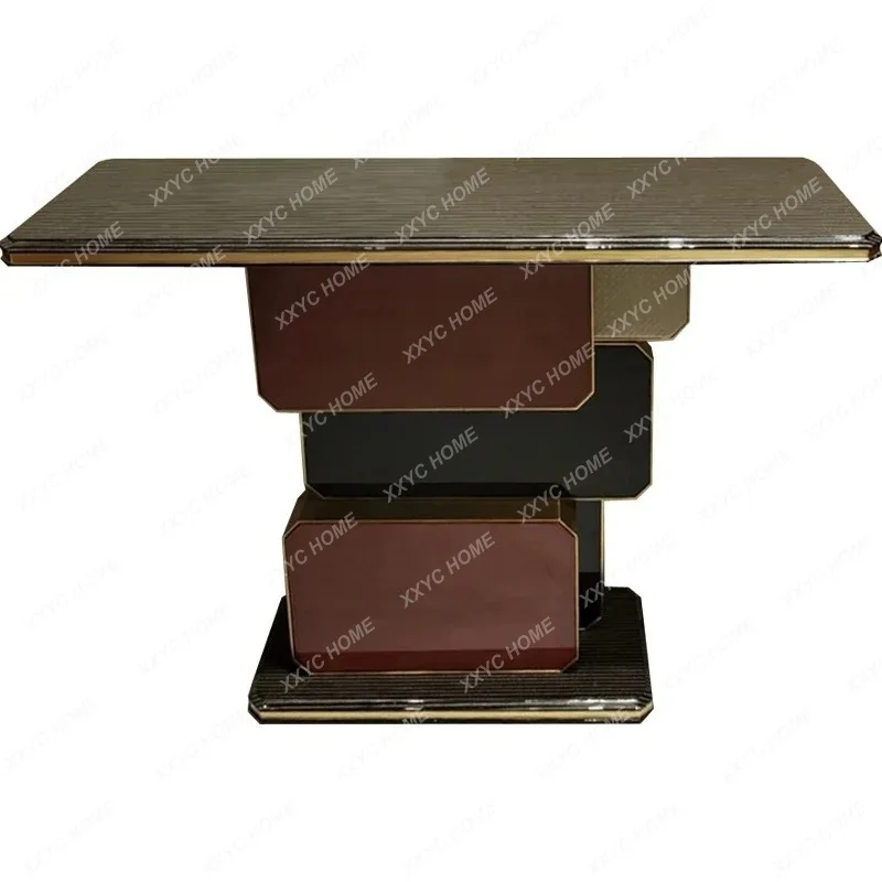L  light luxury hall entrance table villa end view table hotel model room solid wood entrance table