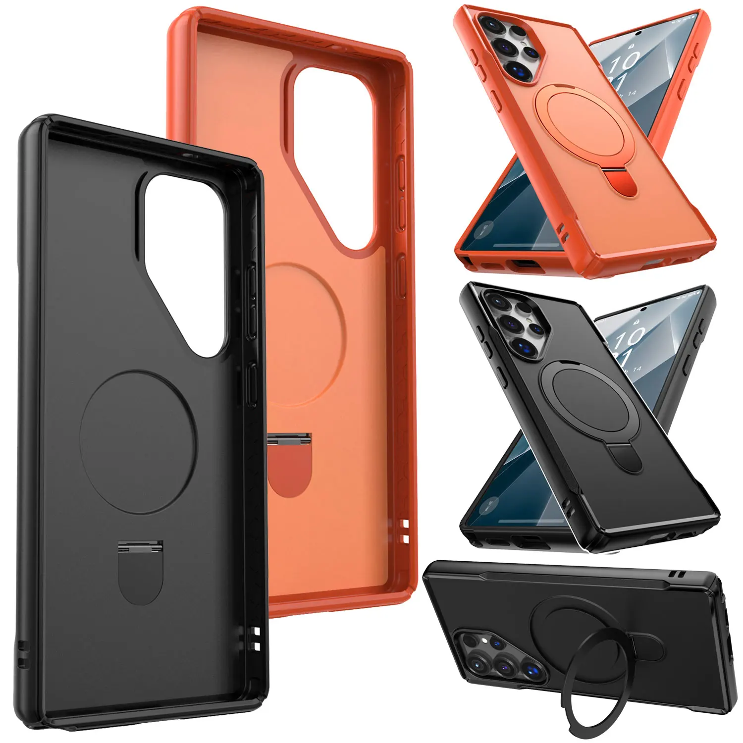 For Samsung For Galaxy S24/S24 Plus/S24 Ultra Magnetic Ring Kickstand Holder Case Shockproof Slim Thin Fit Rugged Phone Cover