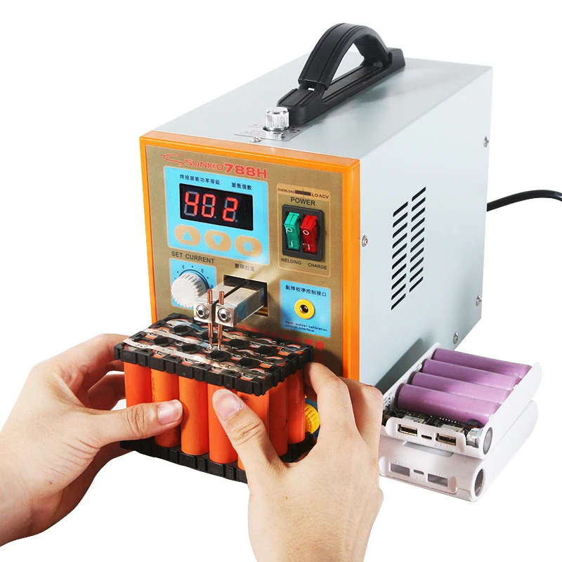 SUNKKO 788H Pulse Spot Welding Machine 1.5kw Spot Welder LED light Lithium Battery Test USB Charging for 18650 Battery Pack Weld