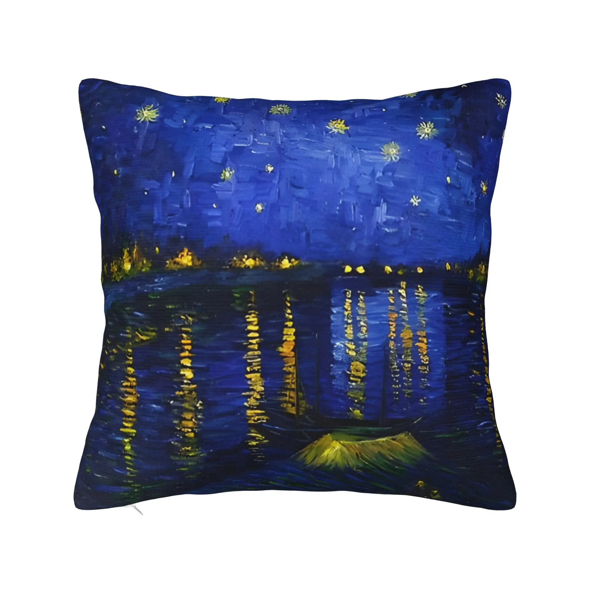 Van Gogh Starry Night Over the Rhone Pillowcase Cushion Cover  Starry Sky Oil Painting Pillow Case Cover Home Wholesale 45X45cm