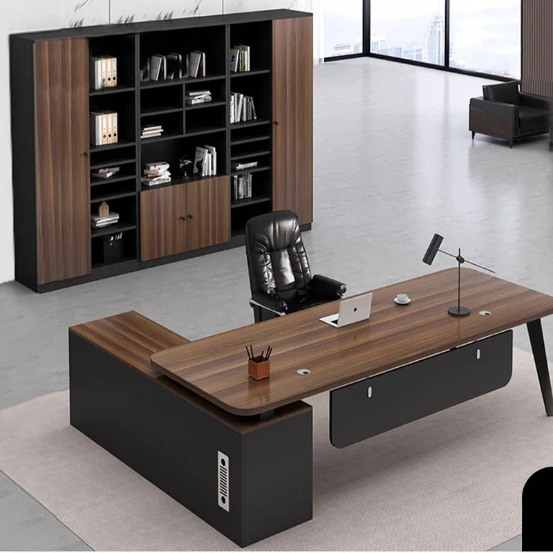 Organizers Shelves Office Desk Aesthetic European Multifunctional Long Office Desk Lshaped Wooden Escritorio Oficina Furniture