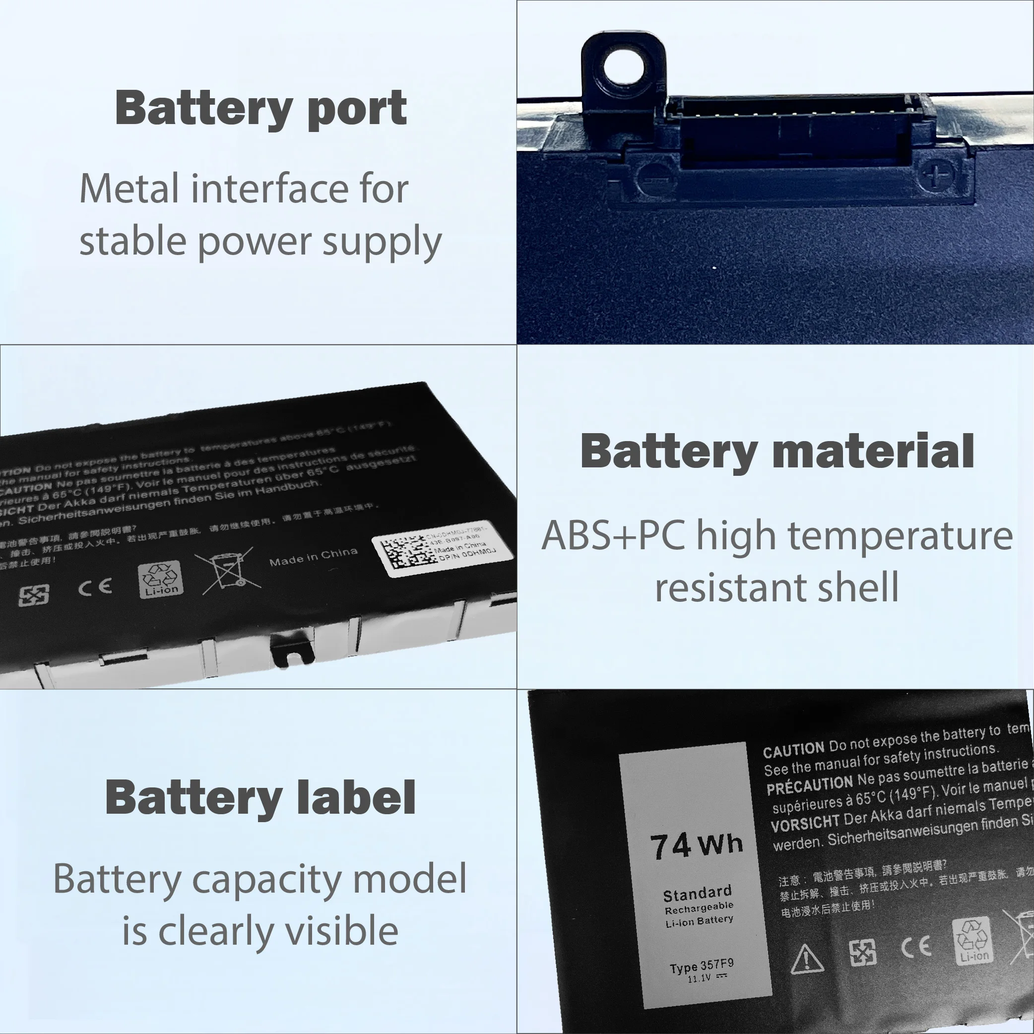 357F9 74Wh 6-Cell Rechargeable Battery For DELL Inspiron 15 5000 7000 Gaming 5576 5577 7557 7559 71JF4 0GFJ6 P65F
