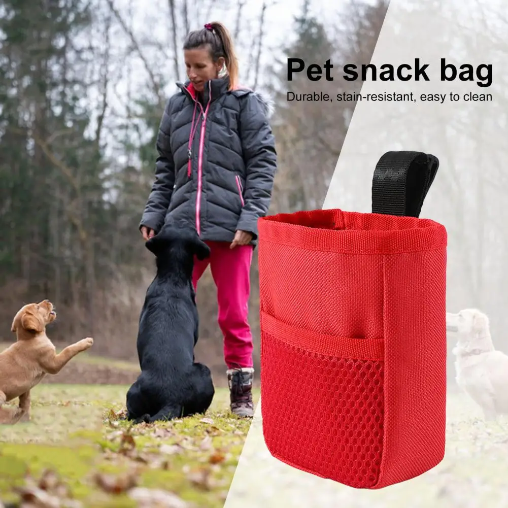 Pet Snack Bag Portable Dog Treat Bag with Mesh Pocket Oxford Cloth Pet Treat Storage Bag for Outdoor