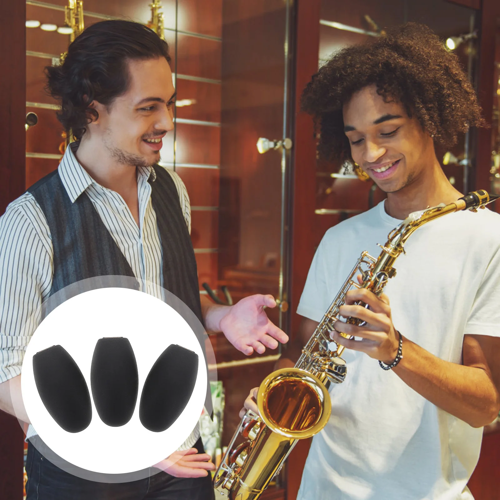 

3Pcs Black Thumb Rest Palm Key Risers Finger Protector for Alto Sax Comfortable Support Pad Accessories Thumb Rest for Sax